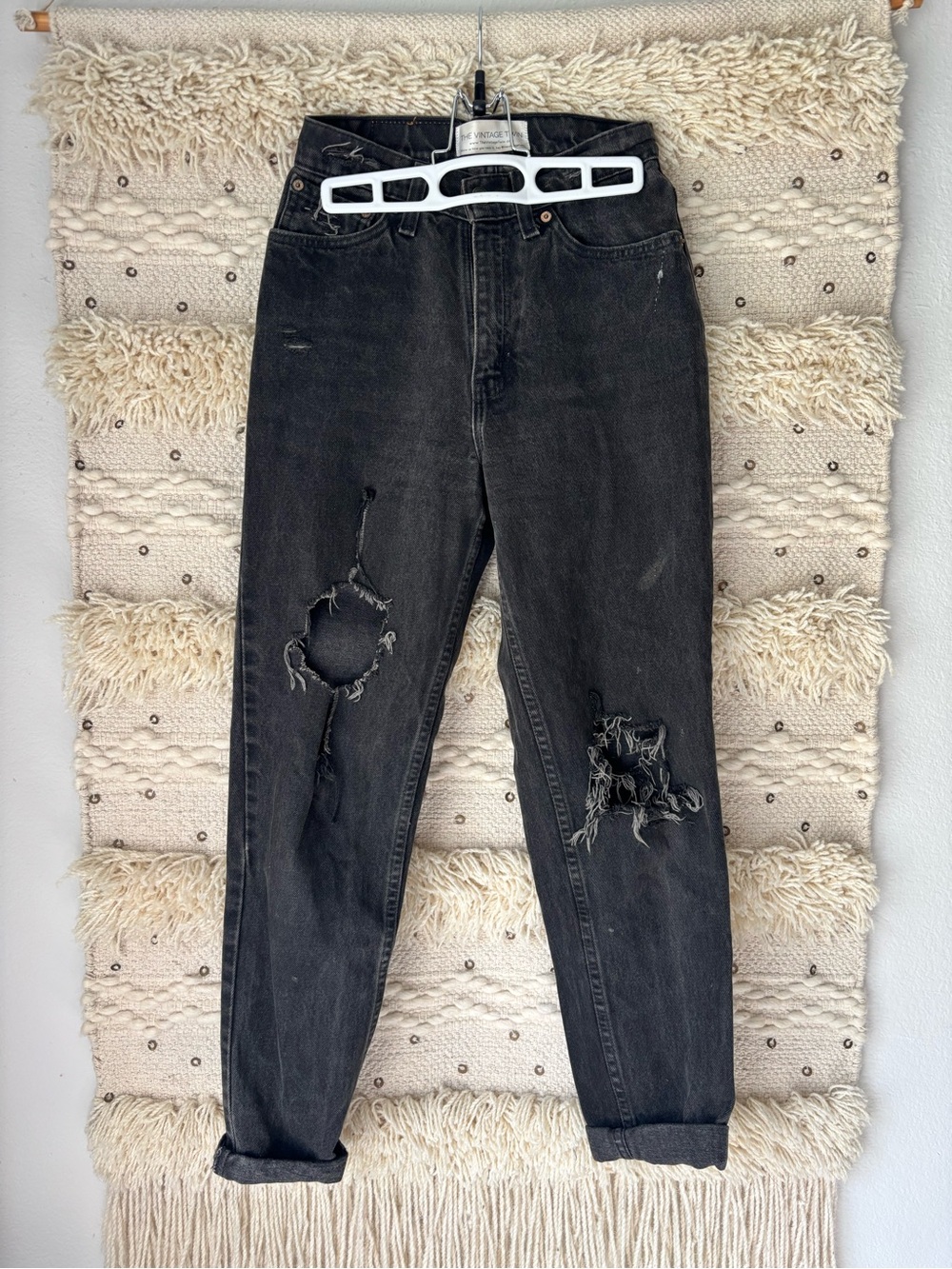 Black Distressed Women's High-Waist Jeans